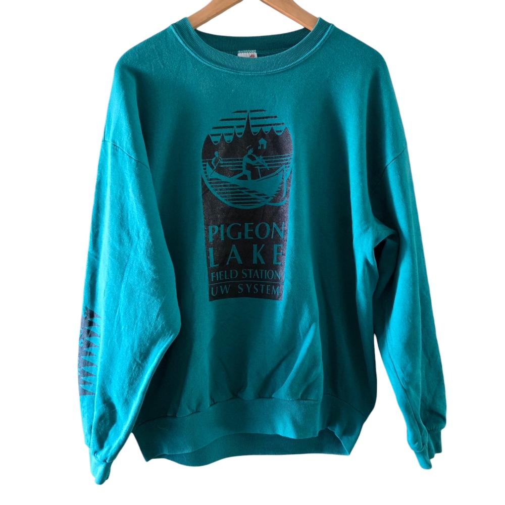 Vintage 90s Men’s Jerzees Pigeon Lake Graphic Crewneck Sweatshirt XL